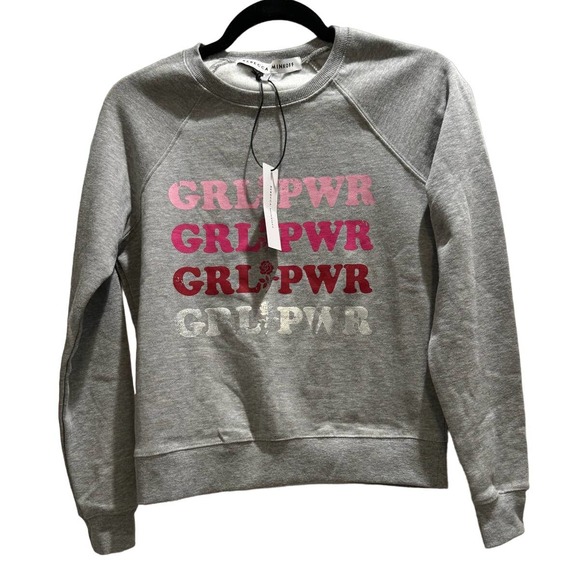 NWT REBECCA MINKOFF $88 "Grl Pwr" Sweatshirt Size XS - Picture 2 of 5